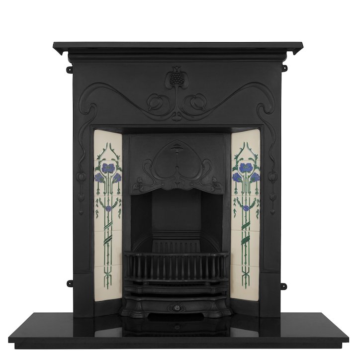 Carron Valentine Cast-Iron Fireplace Combination - Black