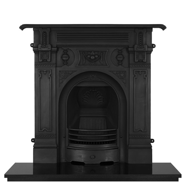 Carron Victorian Large Cast-Iron Fireplace Combination - Black