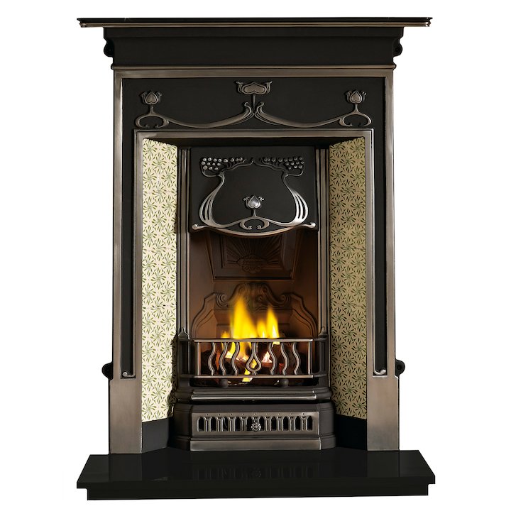 Gallery Fulham Cast-Iron Fireplace Combination - Black / Highlight Polish