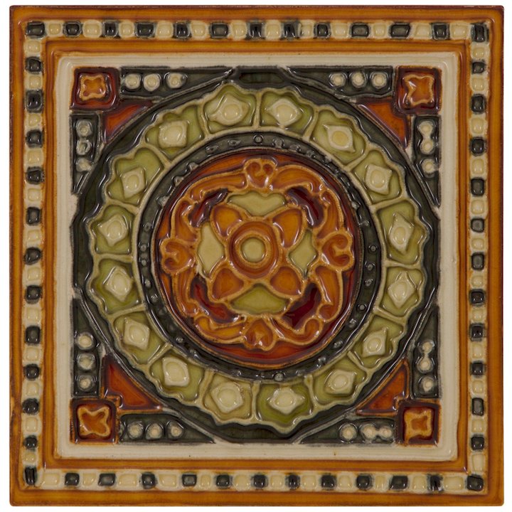 Carron LGC095 Single Tubelined Ceramic Fireplace Tile - Light Brown