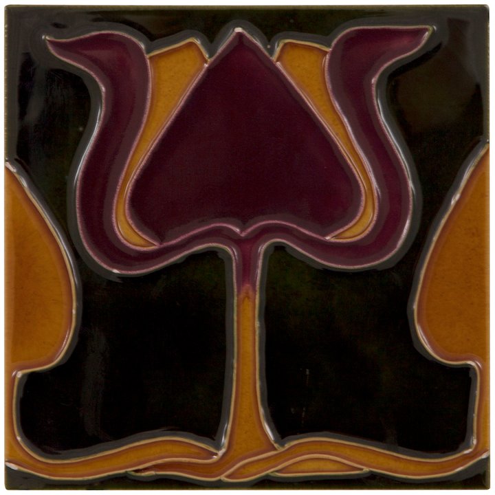 Carron LGC003 Single Tubelined Ceramic Fireplace Tile - Green