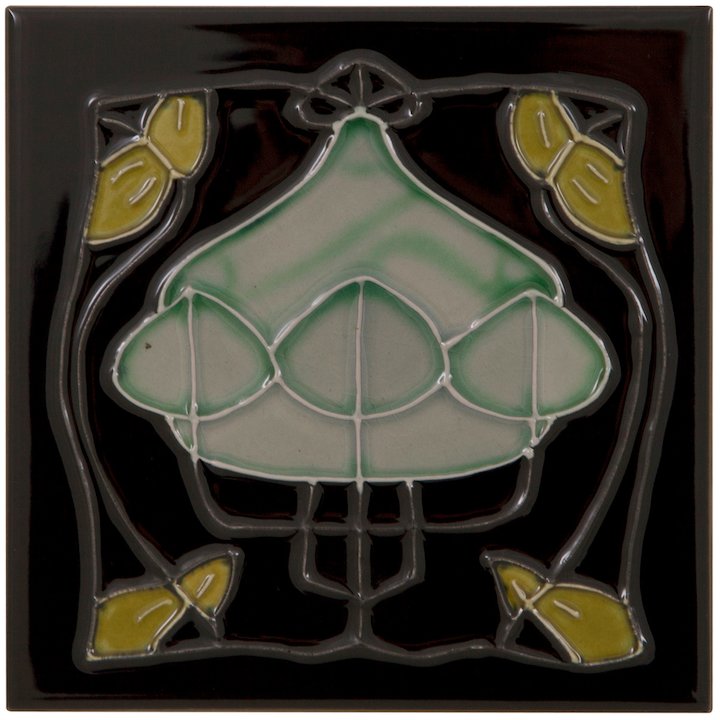 Carron LGC090 Single Tubelined Ceramic Fireplace Tile - Green