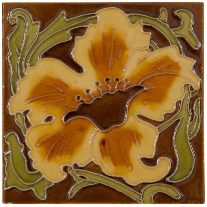 Carron LGC091 Single Tubelined Ceramic Fireplace Tile - Brown