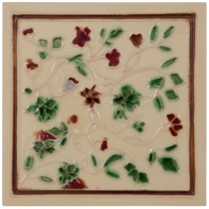 Carron LGC094 Single Tubelined Ceramic Fireplace Tile - Ivory