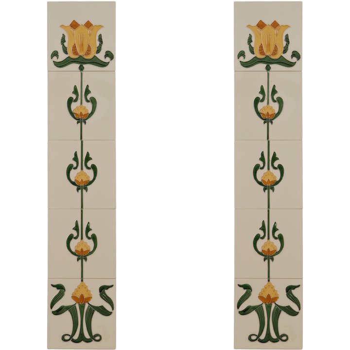 Carron LGC083 Tubelined Single Ceramic Fireplace Tile - Ivory
