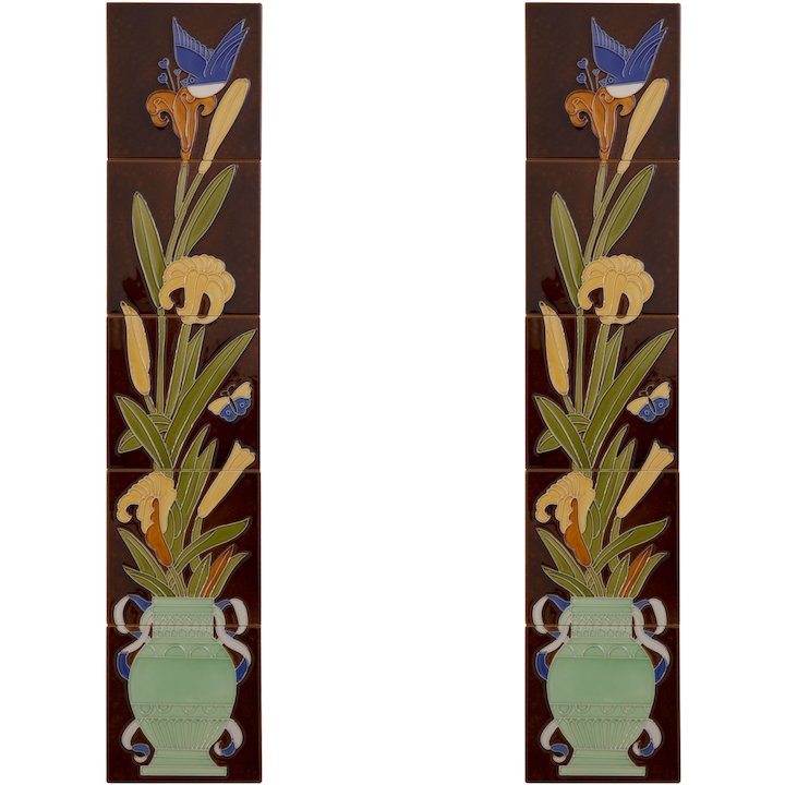 Carron LGC086 Tubelined Single Ceramic Fireplace Tile - Brown