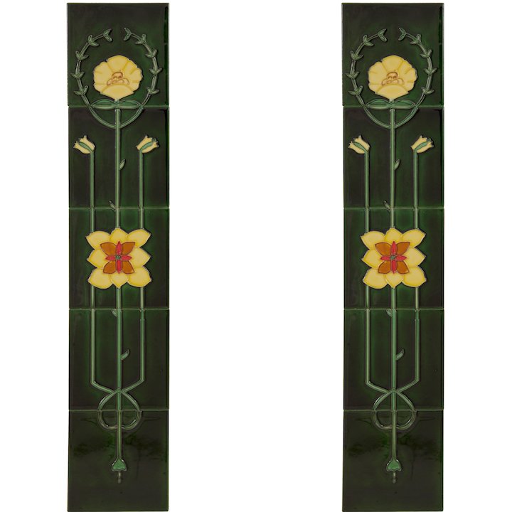 Carron LGC016 Tubelined Single Ceramic Fireplace Tile - Green
