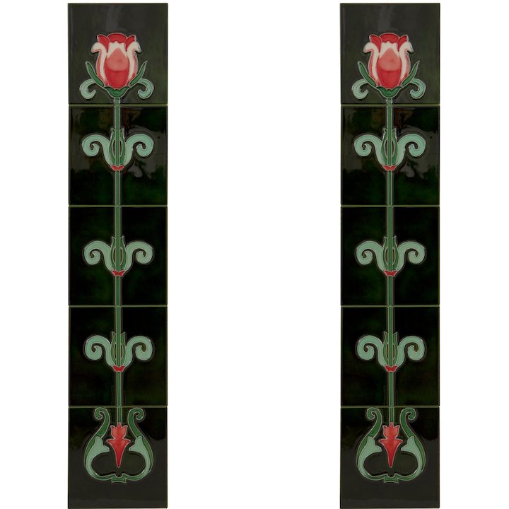 Carron LGC018 Tubelined Single Ceramic Fireplace Tile - Green