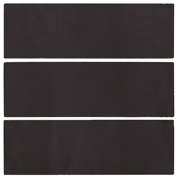 Carron Plain 6x2 Glazed Ceramic Fireplace Tiles (Pack of 6) - Black