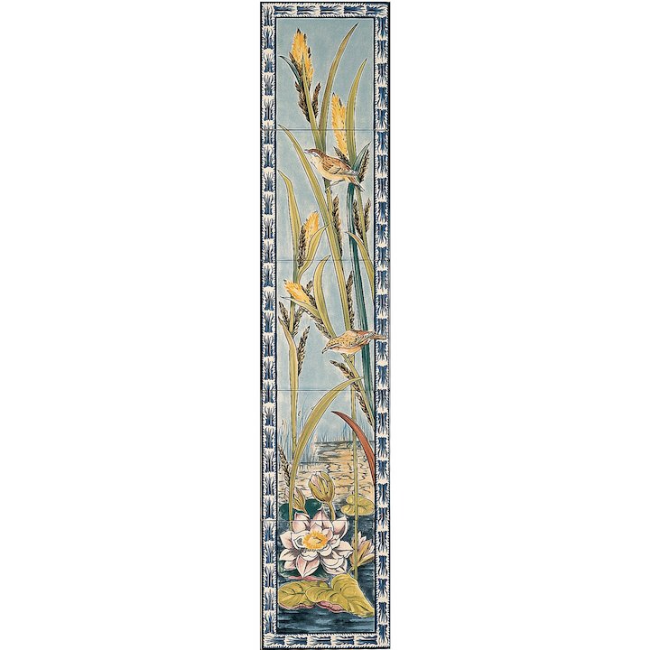 Stovax Birds & Rushes Ceramic Fireplace Tile Set (5) - Cream