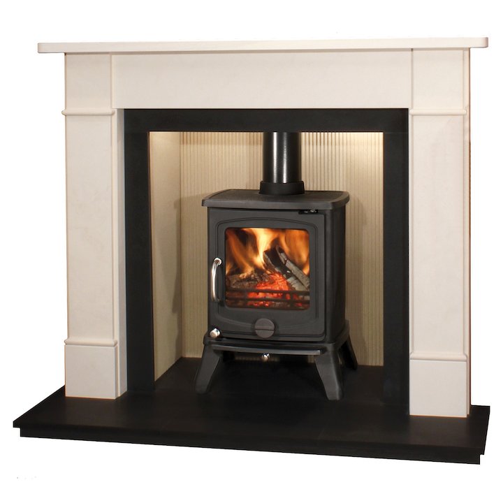 Newman Leon 54 Limestone Fireplace Stove Package Wood Burning