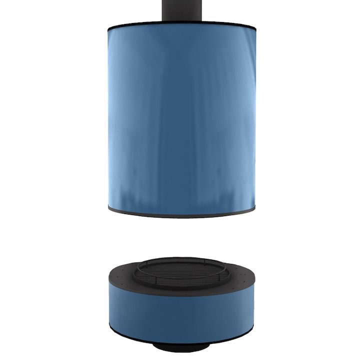 JC Bordelet Irena 910 Central Open Fireplace - Lacquered Azure Blue (5009)