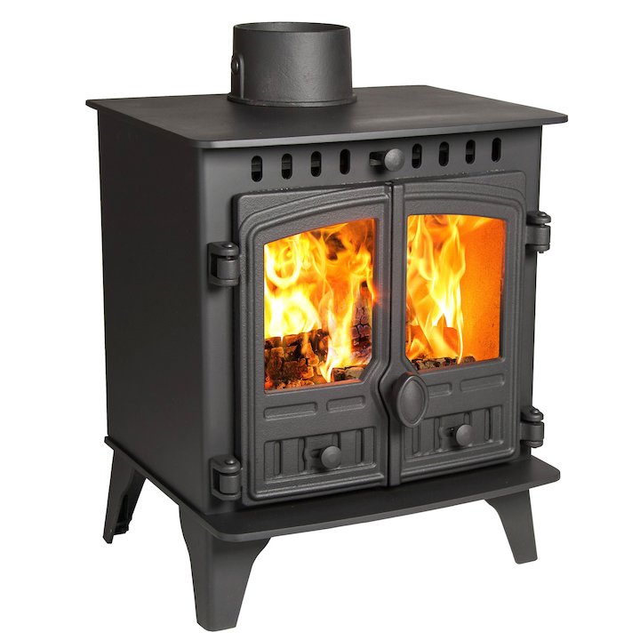 Hunter Herald 4 Wood Stove Black Double Doors - Black