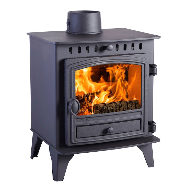 Hunter Herald 4 Wood Stove Black Single Door - Black