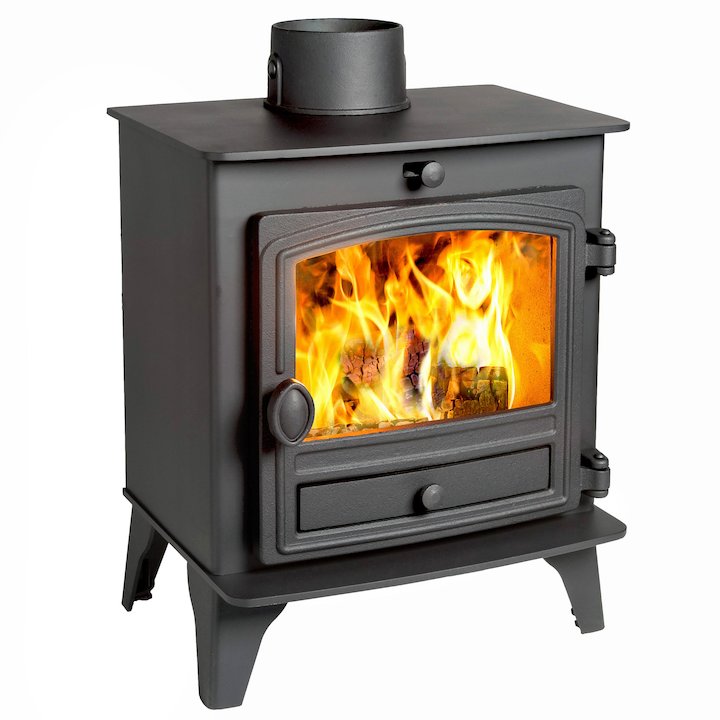 Hunter Herald 5 Compact Wood Stove Black Single Door - Black