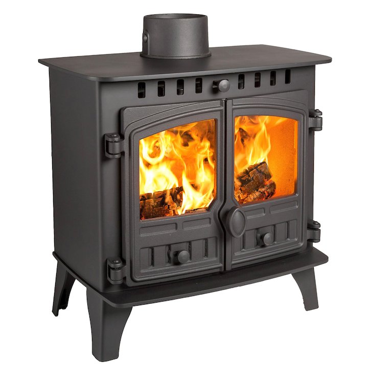 Hunter Herald 5 Slimline Wood Stove Black Double Doors - Black