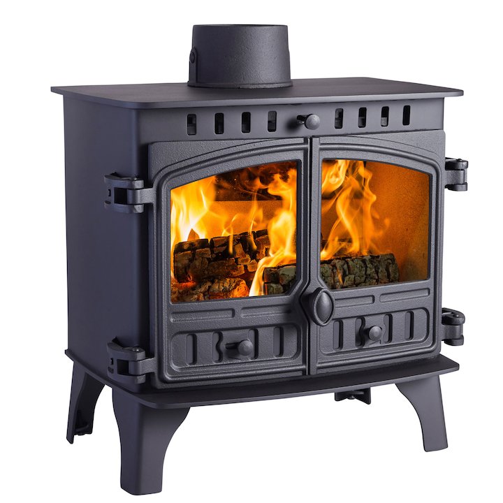 Hunter Herald 8 Wood Stove Black Double Doors - Black