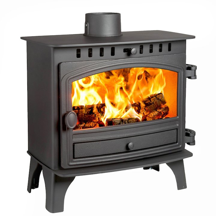 Hunter Herald 8 Slimline Wood Stove Black Single Door - Black