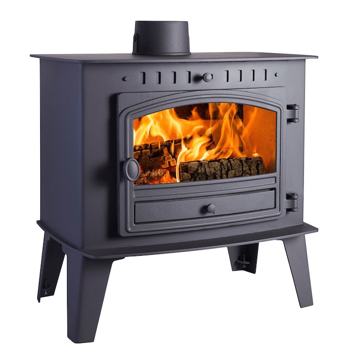 Hunter Herald Inglenook High Wood Stove Black Single Door - Black