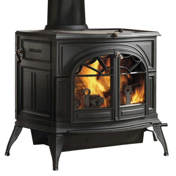 Vermont Defiant 2in1 Wood Stove Black Tracery Glass Door - Black