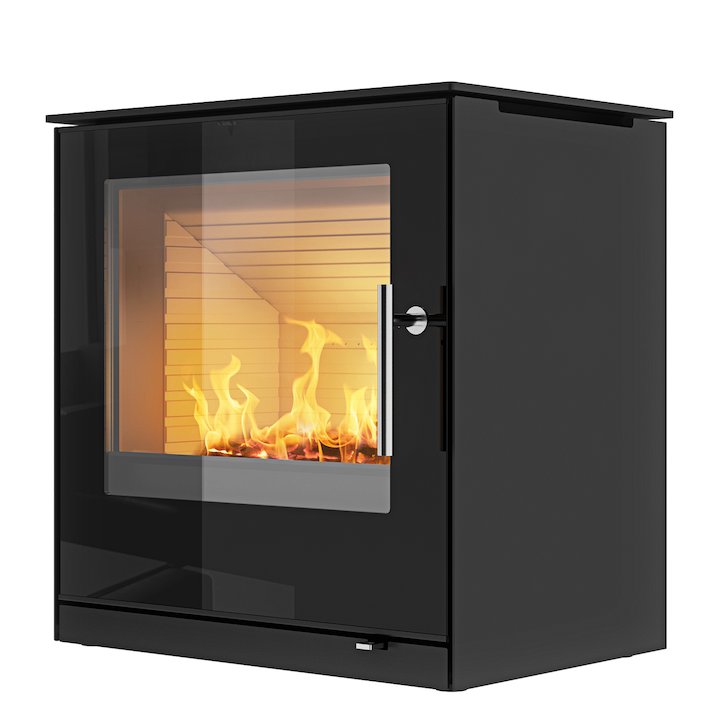 Rais Q-Tee 2 Wood Stove Black Black Glass Framed Door - Black