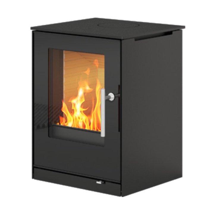 Rais Q-Tee 57 Wood Stove Black Black Glass Framed Door - Black