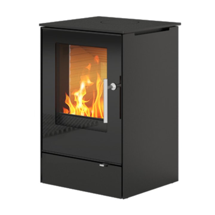 Rais Q-Tee 65 Wood Stove Black Black Glass Framed Door - Black