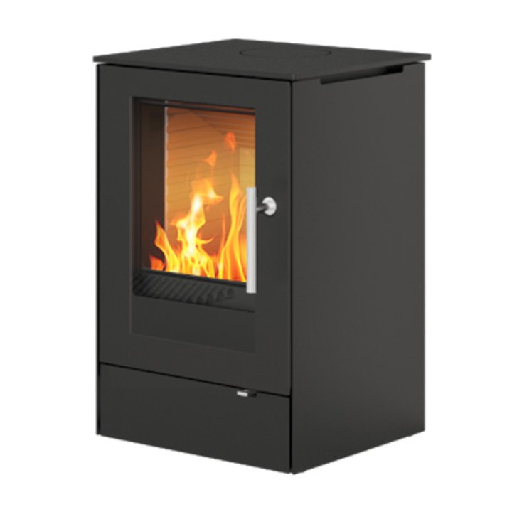 Rais Q-Tee 65 Wood Stove Black Metal Framed Door - Black