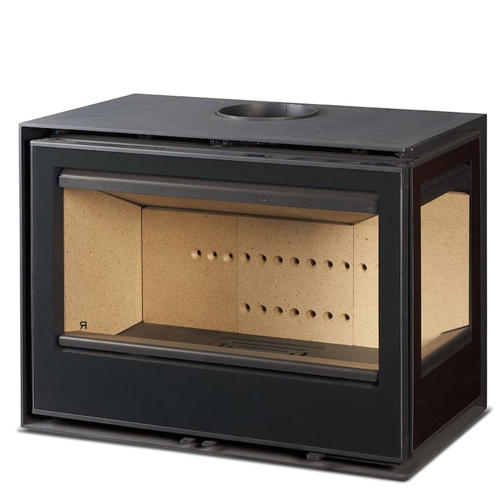 Rocal Habit 76 Wood Stove Black Right Side Glass - Black