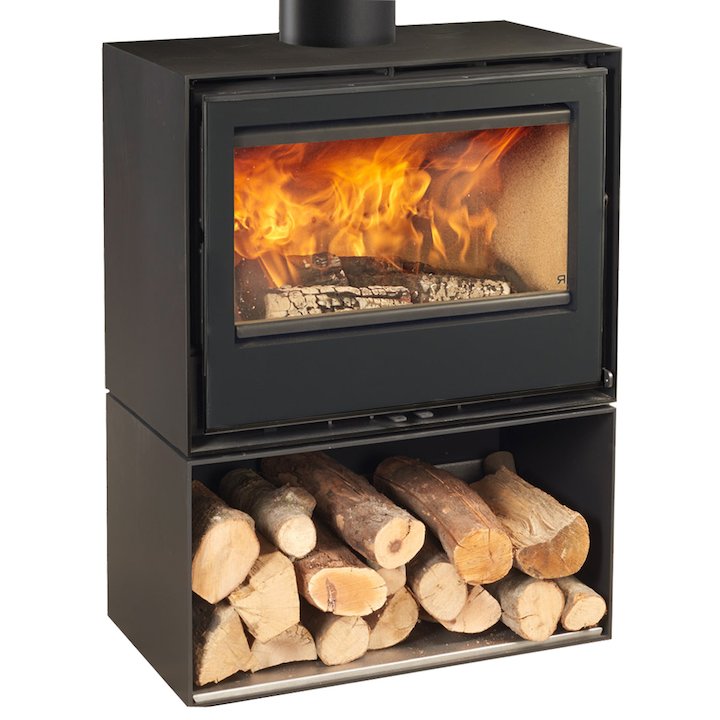 Rocal Habit 70A Logstore Wood Stove - Black