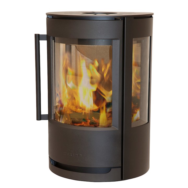 Wiking Luma Plinth Wood Stove Black Side Glass Windows - Black