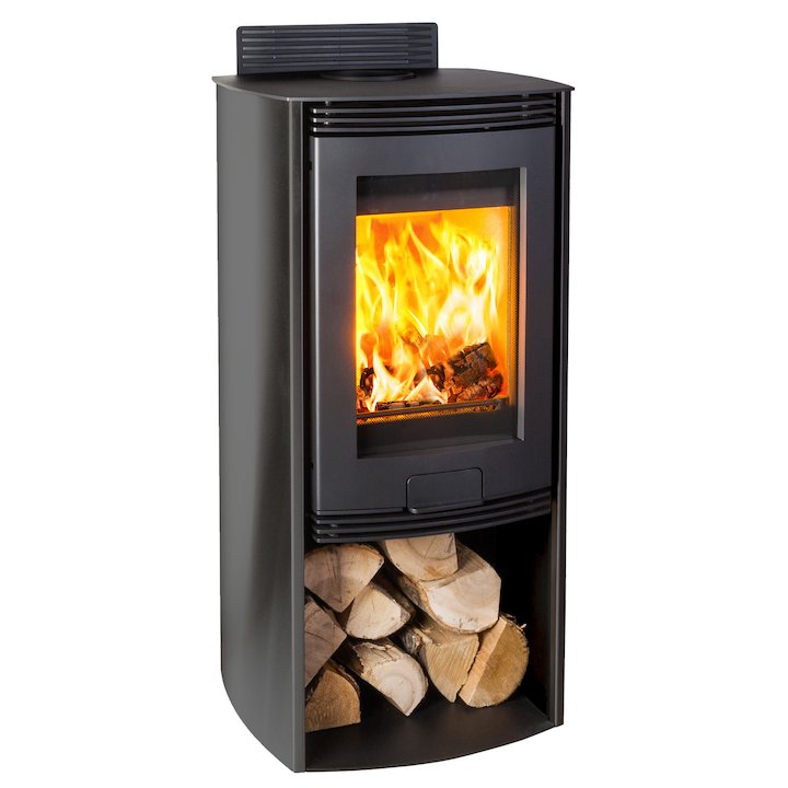 Di Lusso R4 Euro Wood Stove Black Curved Sides - Black