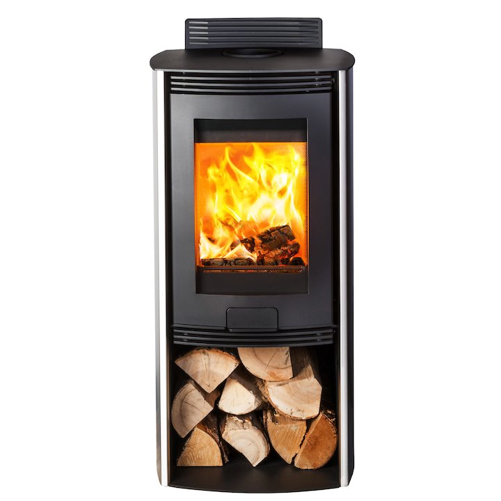 Di Lusso R4 Euro Wood Stove Stainless Steel Curved Sides - Stainless Steel