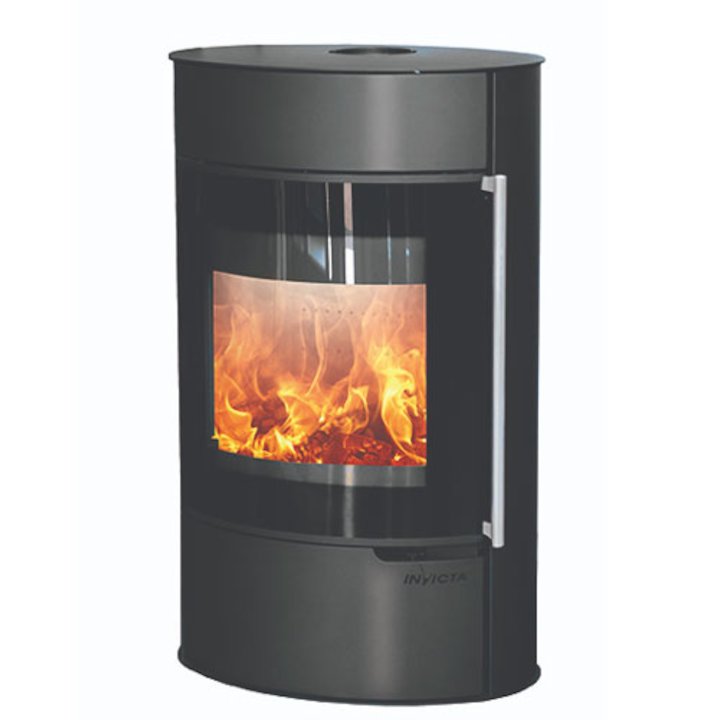 Invicta Tana Logstore Wood Stove Black Black Glass Framed Door - Black