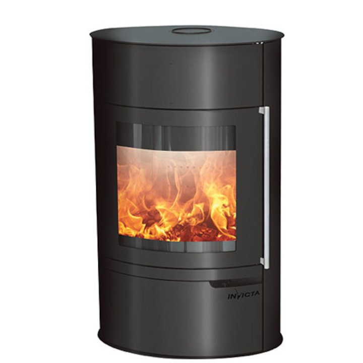 Invicta Tana Logstore Wood Stove Black Metal Framed Door - Black