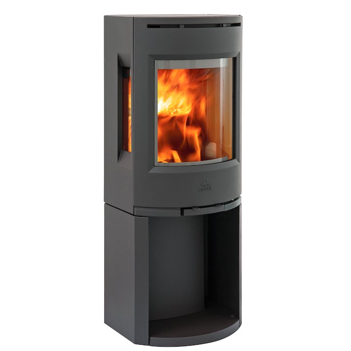 Jotul F130 Logstore Wood Stove Black Side Glass Windows - Black
