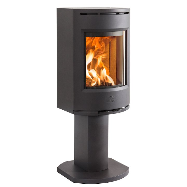 Jotul F130 Pedestal Wood Stove Black Solid Sides - Black