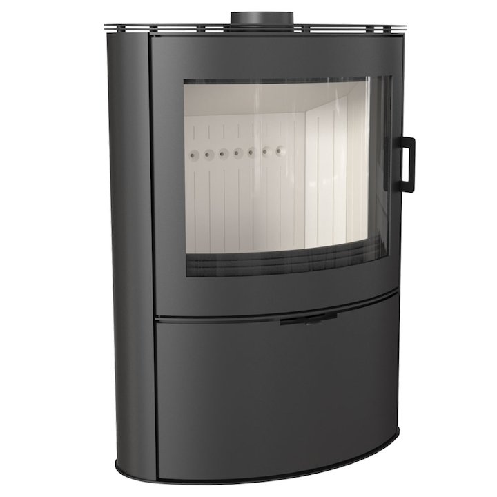 Kratki Koza AB Wide Logstore Wood Stove - Black