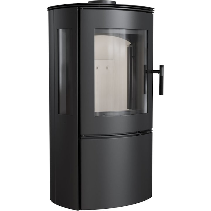 Kratki Falcon 9 Wood Stove Black Side Glass Windows - Black
