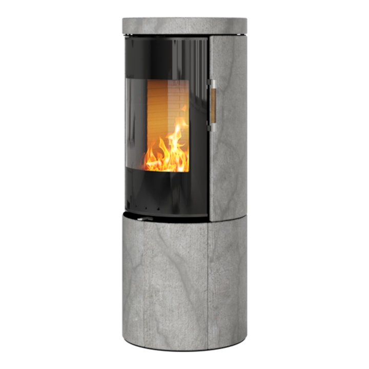 Rais Juno 120 Wood Stove Black Glass/Soapstone Black Glass Framed Door Solid Sides - Black Glass / Soapstone