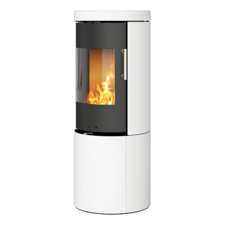 Rais Juno 120 Wood Stove Black/White Metal Framed Door Solid Sides - Black / White