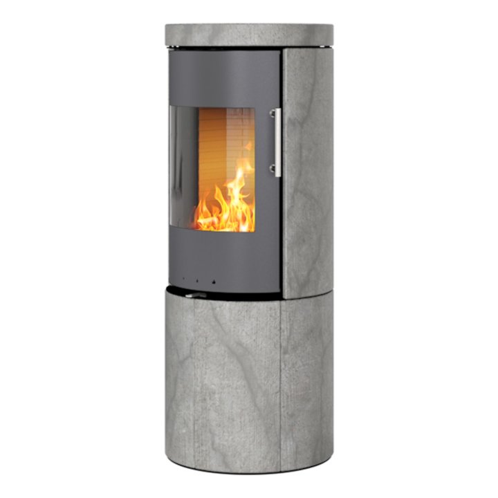 Rais Juno 120 Wood Stove Platinum/Soapstone Metal Framed Door Solid Sides - Platinum / Soapstone