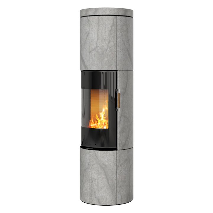 Rais Juno 160 Wood Stove Black Glass/Soapstone Black Glass Framed Door Solid Sides - Black Glass / Soapstone