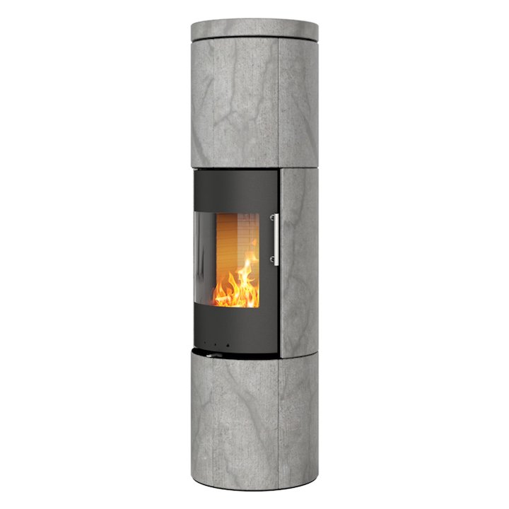 Rais Juno 160 Wood Stove Black/Soapstone Metal Framed Door Solid Sides - Black / Soapstone