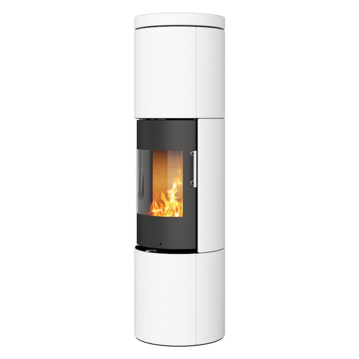 Rais Juno 160 Wood Stove Black/White Metal Framed Door Solid Sides - Black / White