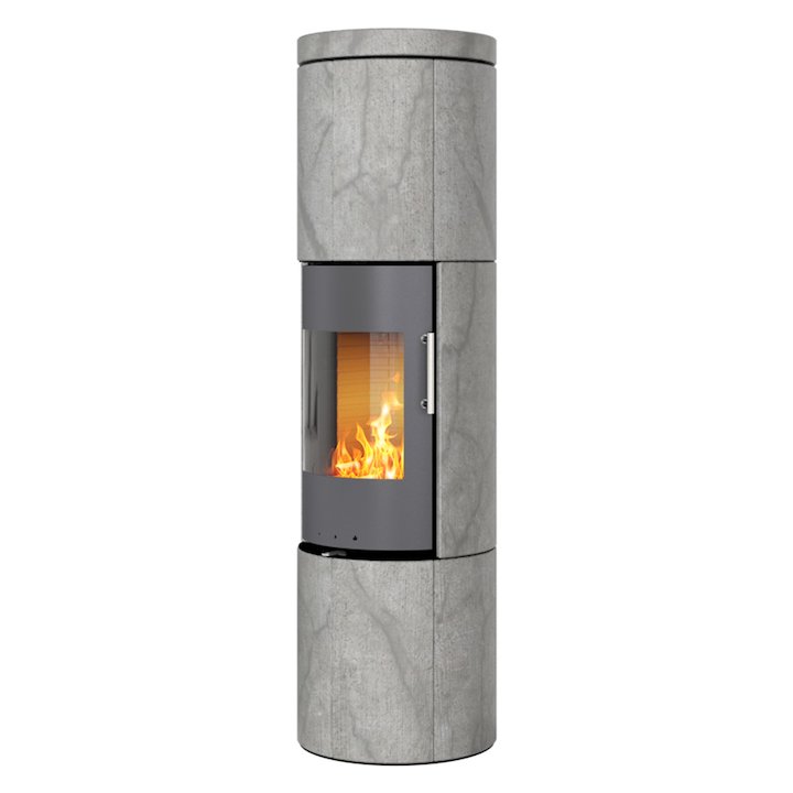 Rais Juno 160 Wood Stove Platinum/Soapstone Metal Framed Door Solid Sides - Platinum / Soapstone