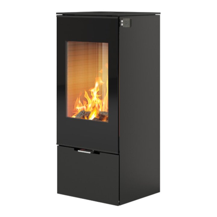 Rais Nexo 100 Wood Stove Black Black Glass Framed Door Solid Sides - Black