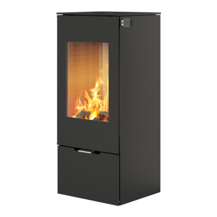 Rais Nexo 100 Wood Stove Black Metal Framed Door Solid Sides - Black