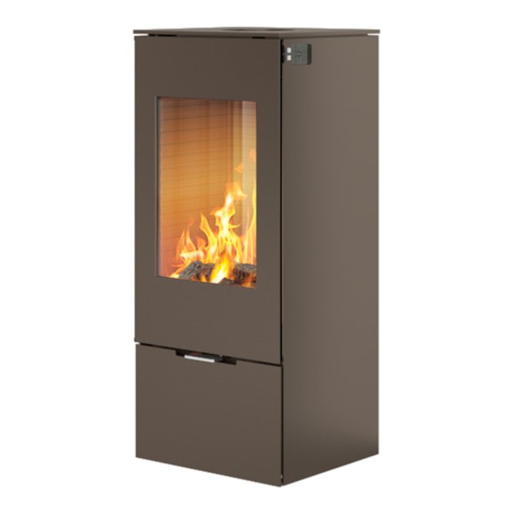 Rais Nexo 100 Wood Stove Mocha Metal Framed Door Solid Sides - Mocha