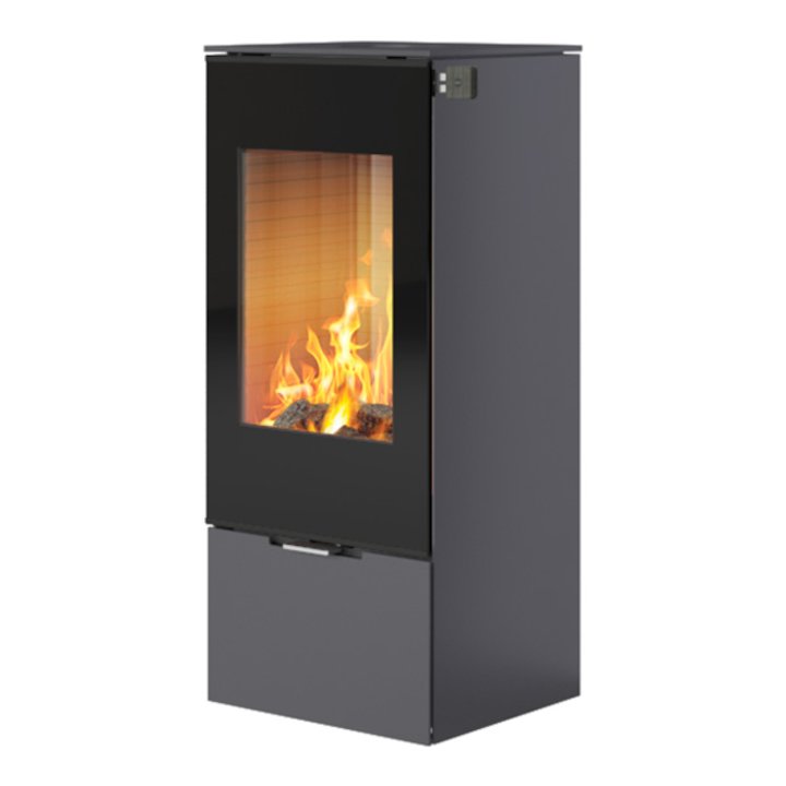 Rais Nexo 100 Wood Stove Platinum Black Glass Framed Door Solid Sides - Platinum